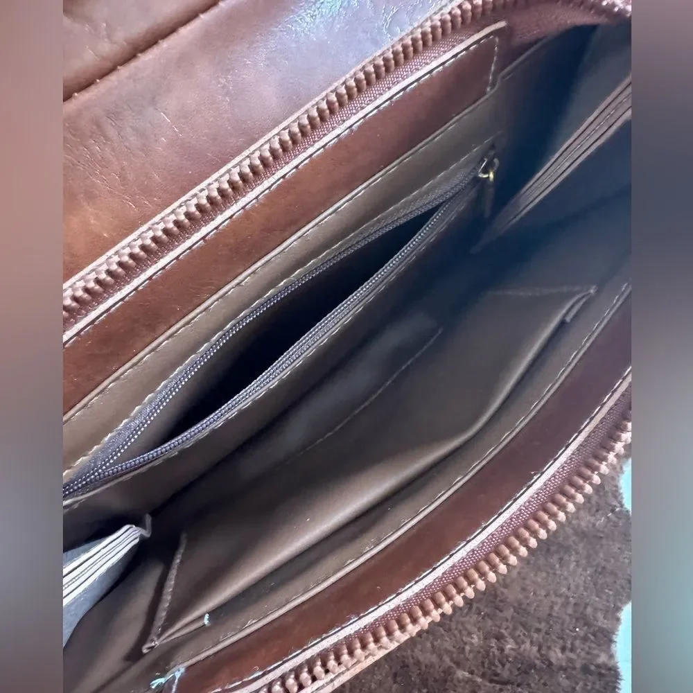 Brown Leather Western Crossbody